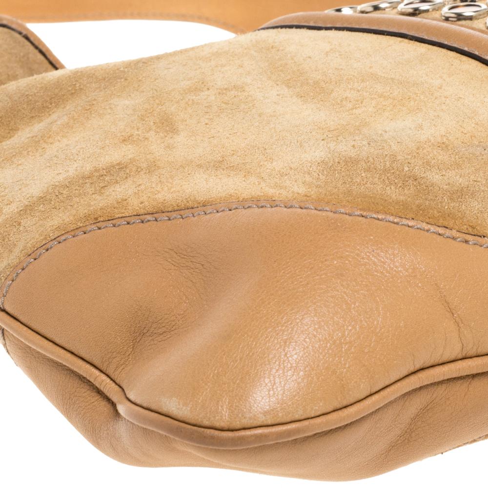 Women's Gucci Tan Suede and Leather Jackie O Grommet Hobo