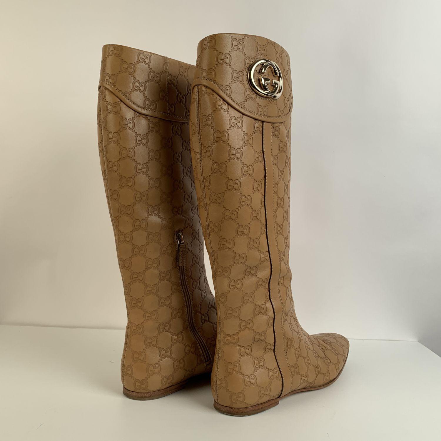 Botas planas Gucci Tan Whisky Guccissima Piel Britt Talla 39 C 8