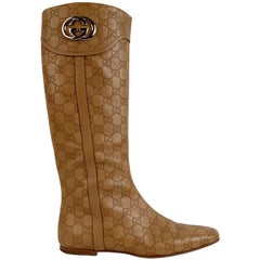 Botas planas Gucci Tan Whisky Guccissima Piel Britt Talla 39 C