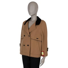 GUCCI tan wool 2022 RABBIT VELVET TRIM Peacoat Jacket 36 XS