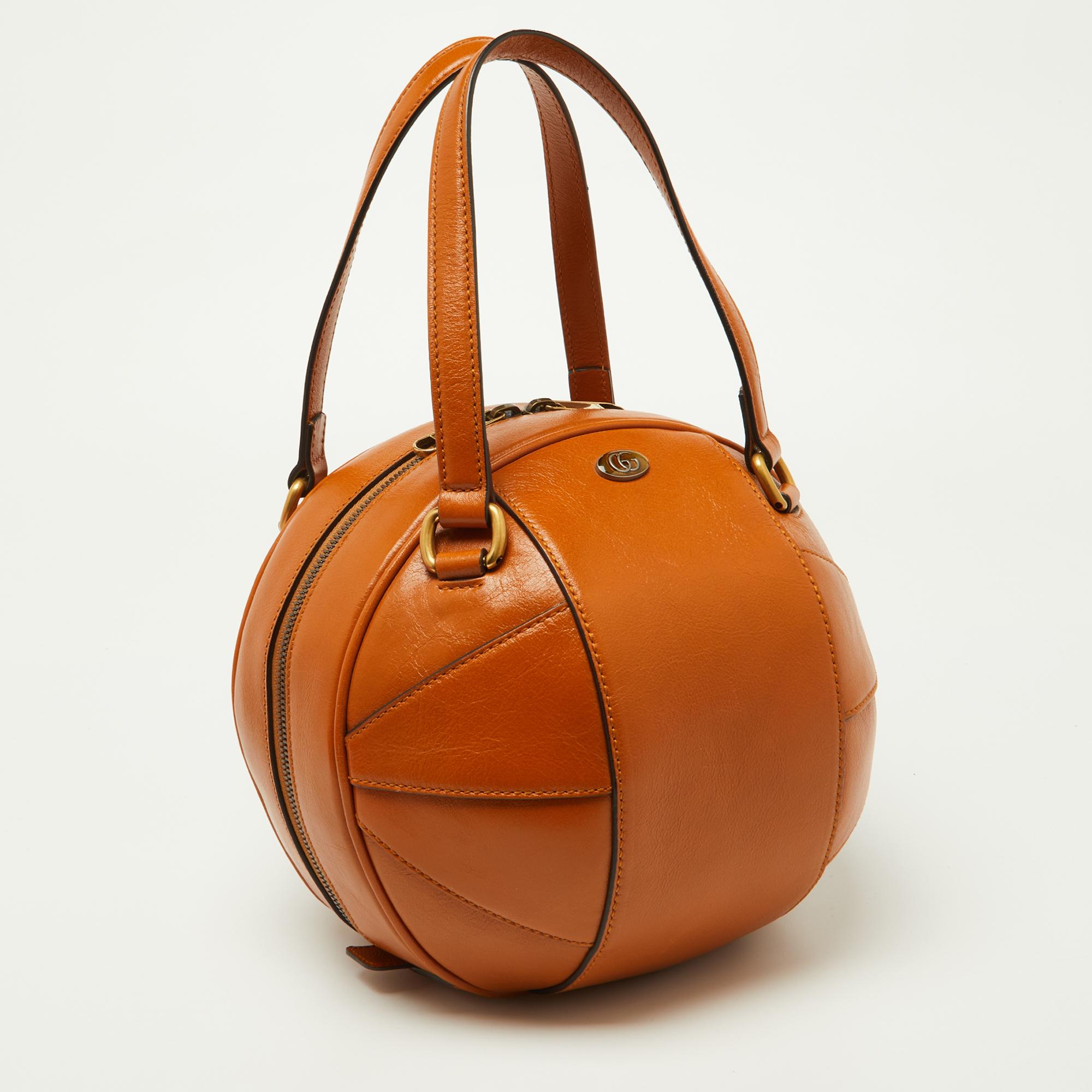Gucci Tangerine Leather Piuma Lux Energy Tifosa Bag For Sale 2