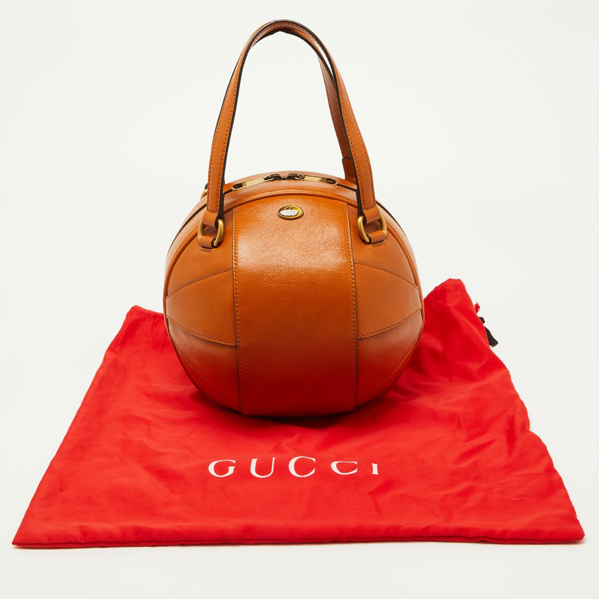 Gucci Tangerine Leather Piuma Lux Energy Tifosa Bag For Sale 3