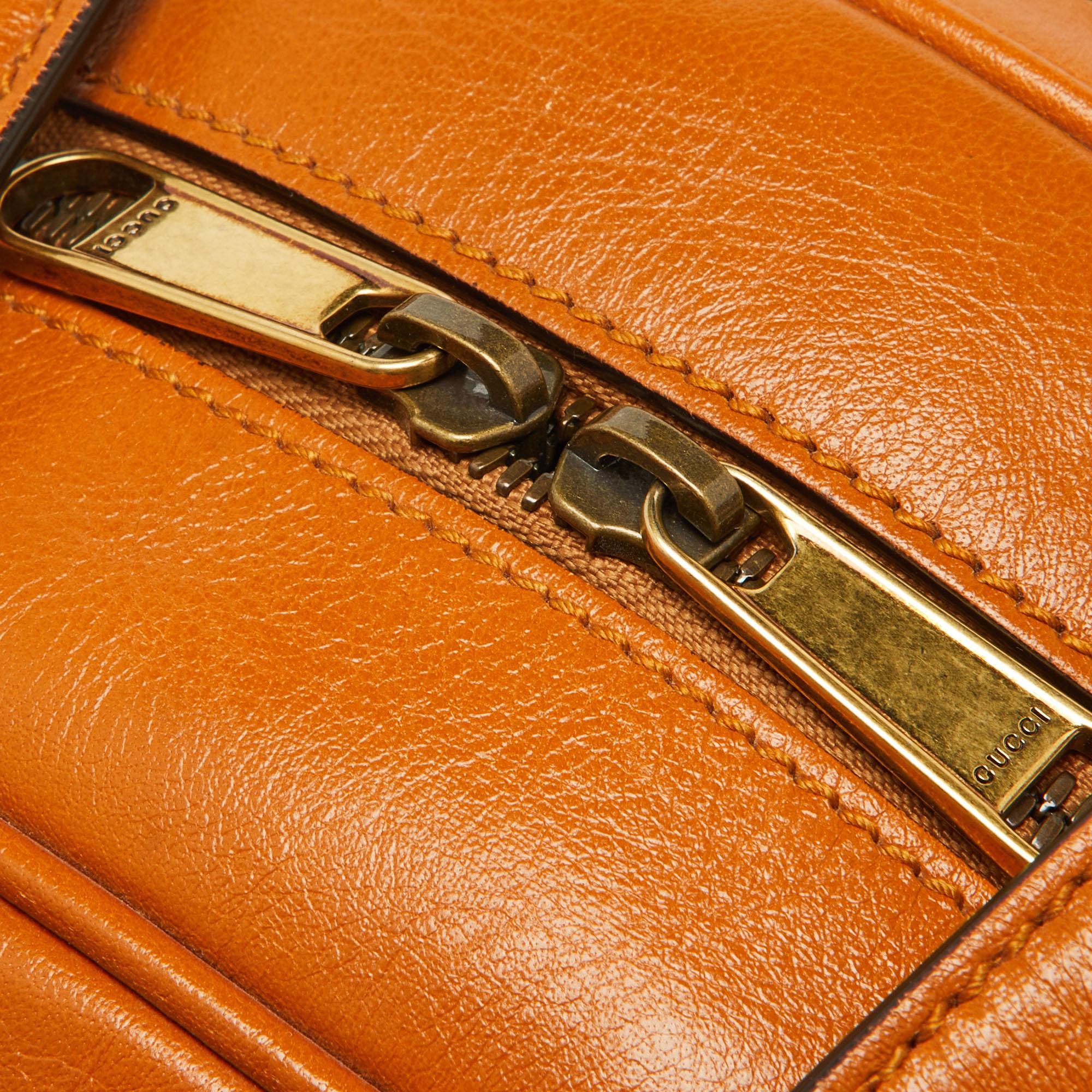 Gucci Tangerine Leather Piuma Lux Energy Tifosa Bag For Sale 4
