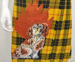 Gucci Tartan Embellished Skirt with Embroidered Dog NWT