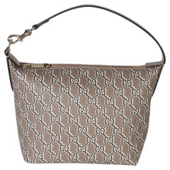 Gucci Taupe GG Shadow Monogram Canvas Super Mini Ophidia Hobo