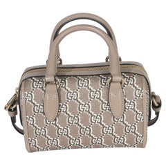 Gucci Taupe GG Shadow Monogram Super Mini Ophidia Bowler Bag