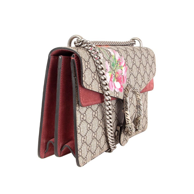GUCCI taupe GG Supreme canvas DIONYSUS SMALL GG BLOOMS Shoulder Bag For Sale at 1stdibs