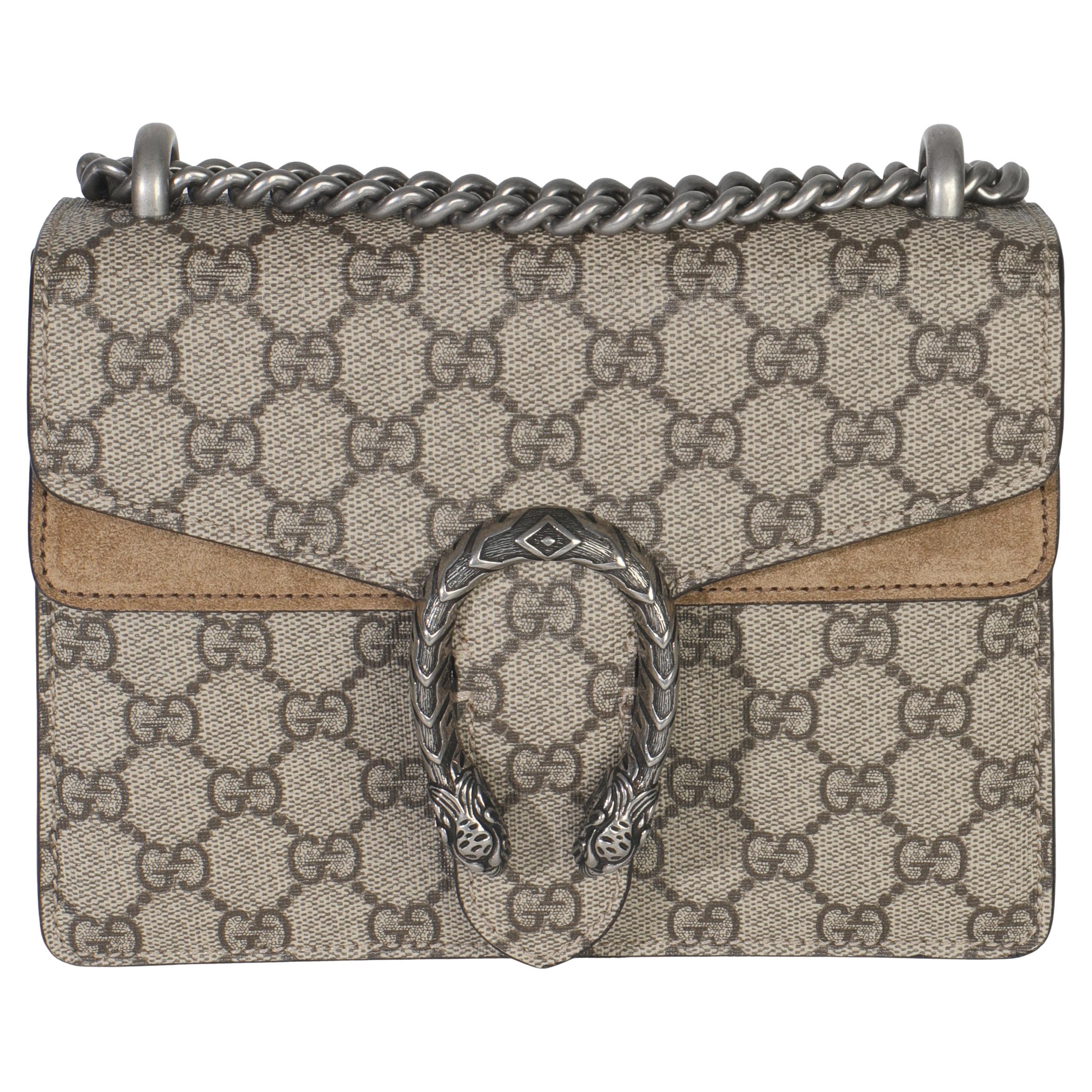 Gucci Taupe GG Supreme Canvas Mini Dionysus Shoulder Bag