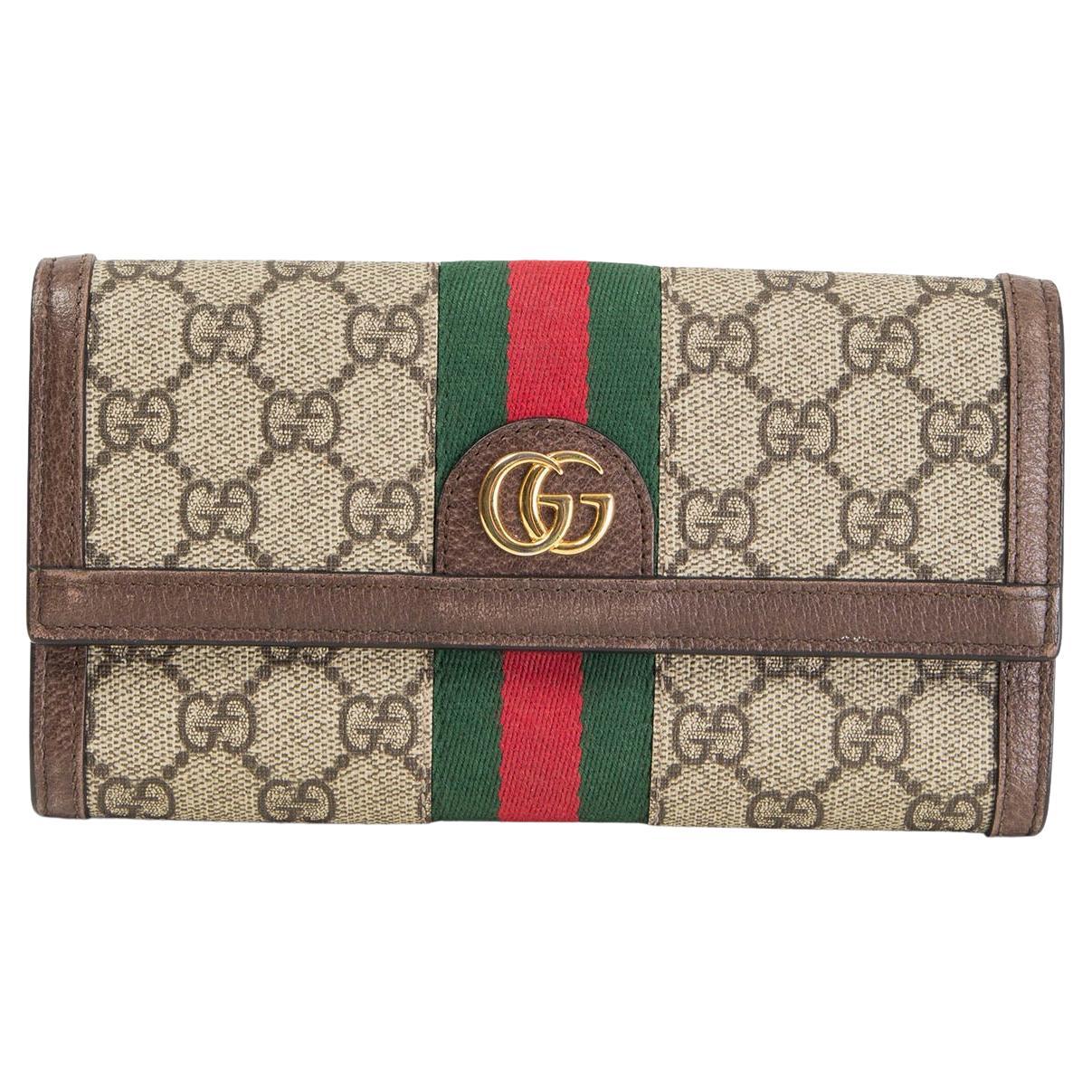 GUCCI taupe GG SUPREME canvas OPHIDIA CONTINENTAL Wallet For Sale