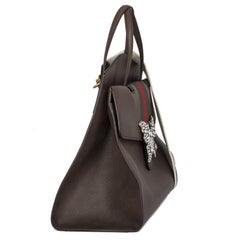 GUCCI taupe grey leather TOTEM LARGE Satchel Shoulder Bag