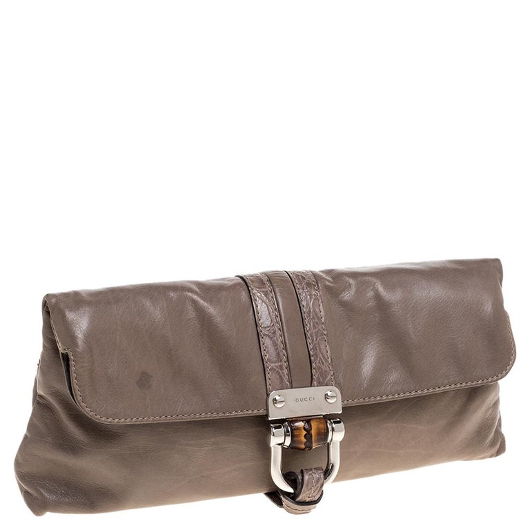 Gucci Taupe Leather Croisette Clutch