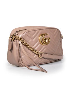 Gucci Taupe Leather GG Marmont Matelassé Bag