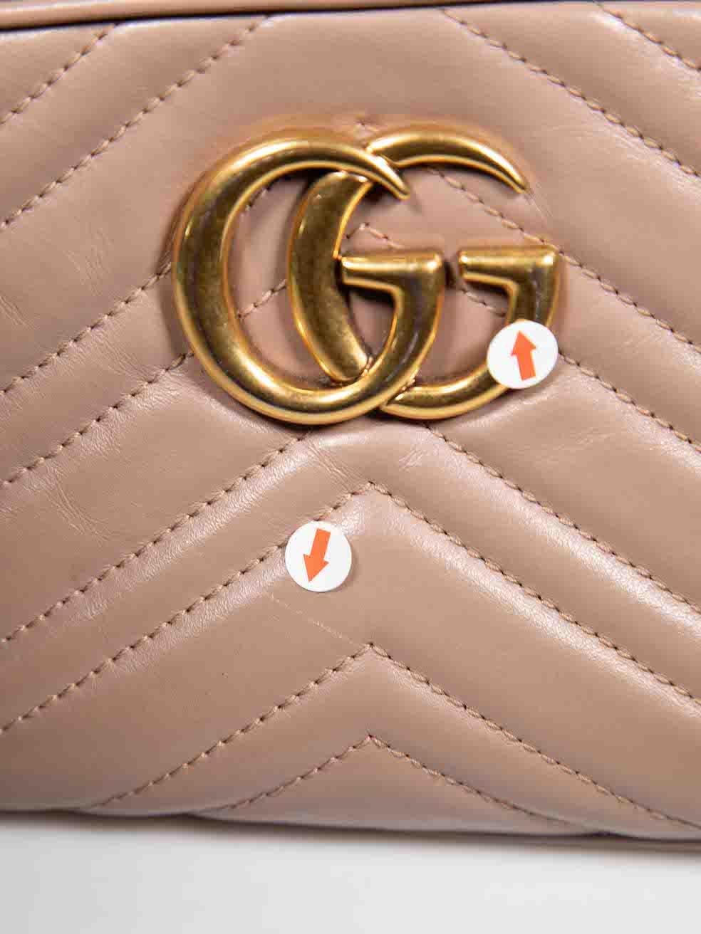 Gucci Taupe Leather GG Marmont Matelassé Bag For Sale 3