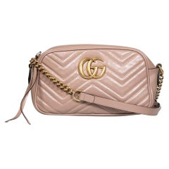 Gucci Taupe Leather GG Marmont Matelassé Bag