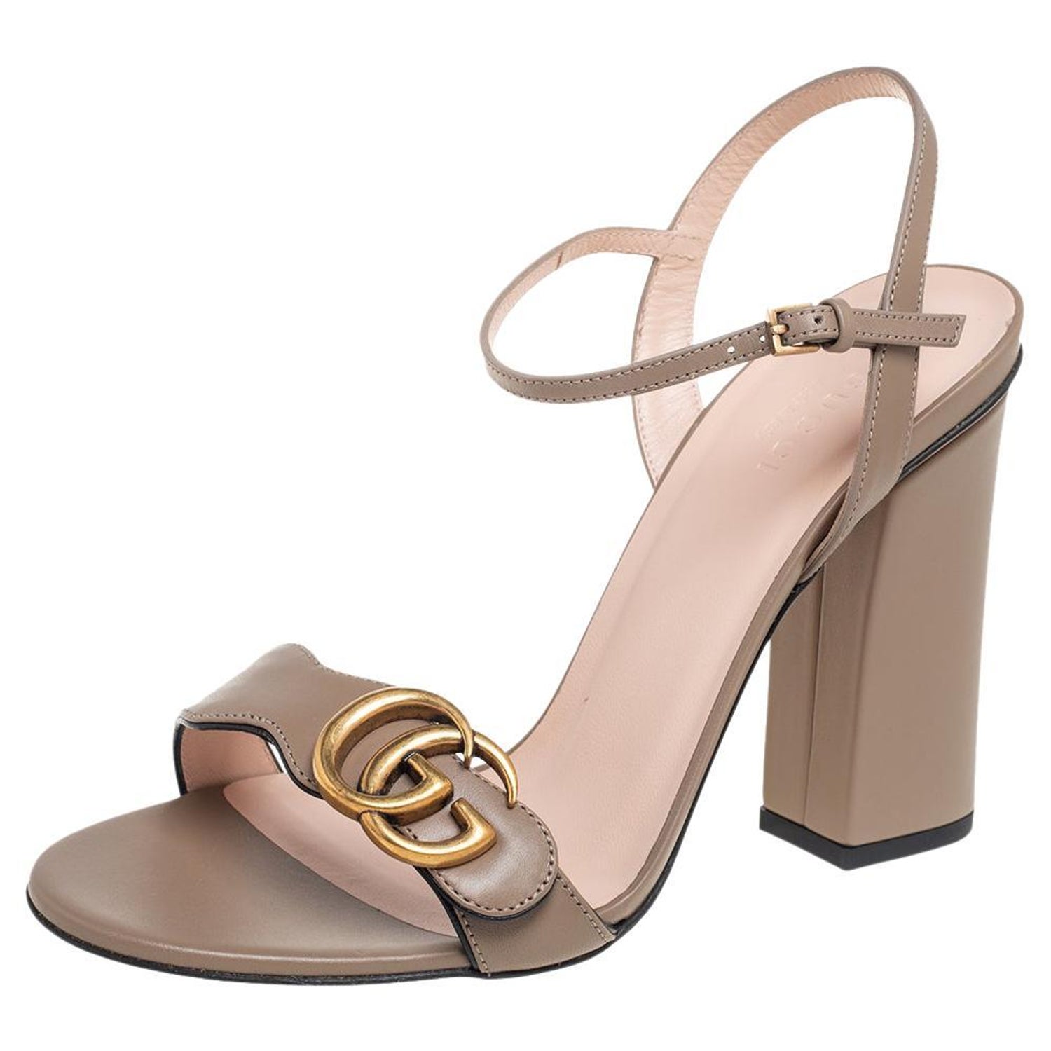 Gucci Taupe Leather GG Marmont Sandals Size 38 at 1stDibs | gucci marmont  sandal, gucci gg marmont sandals