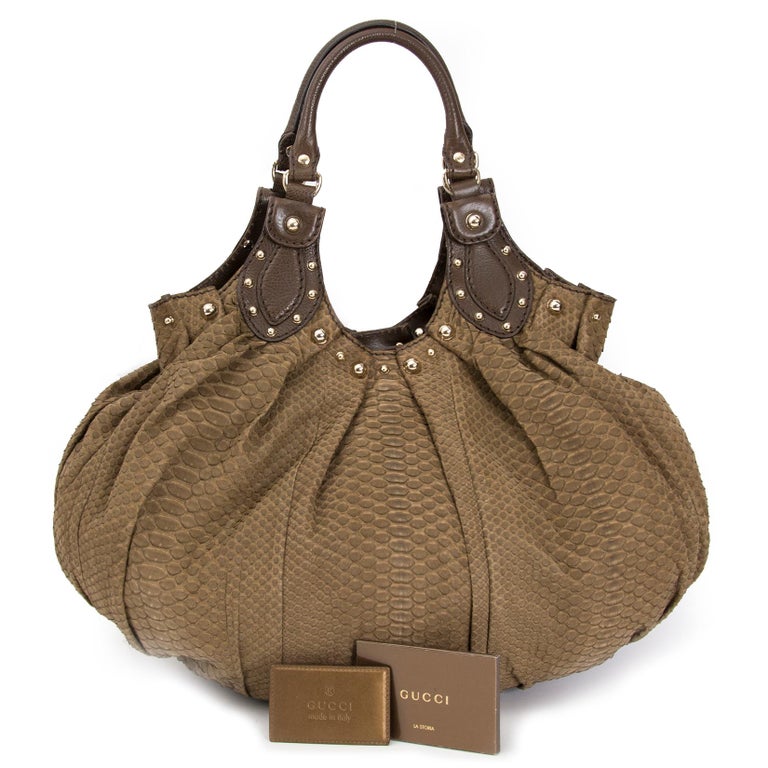 Gucci Taupe Python Hobo Bag For Sale at 1stdibs