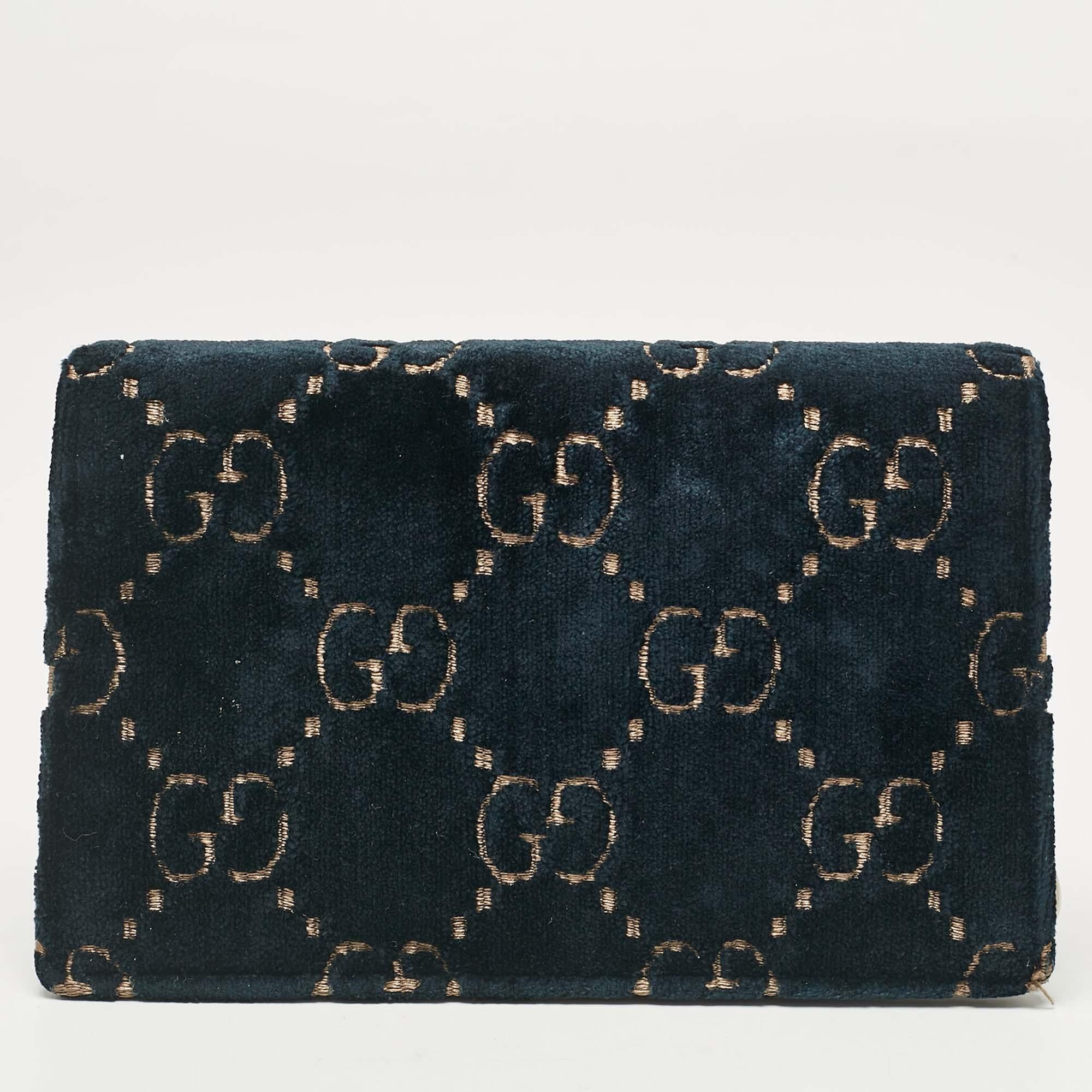 Women's Gucci Teal Blue GG Velvet and Leather Super Mini Dionysus Crossbody Bag