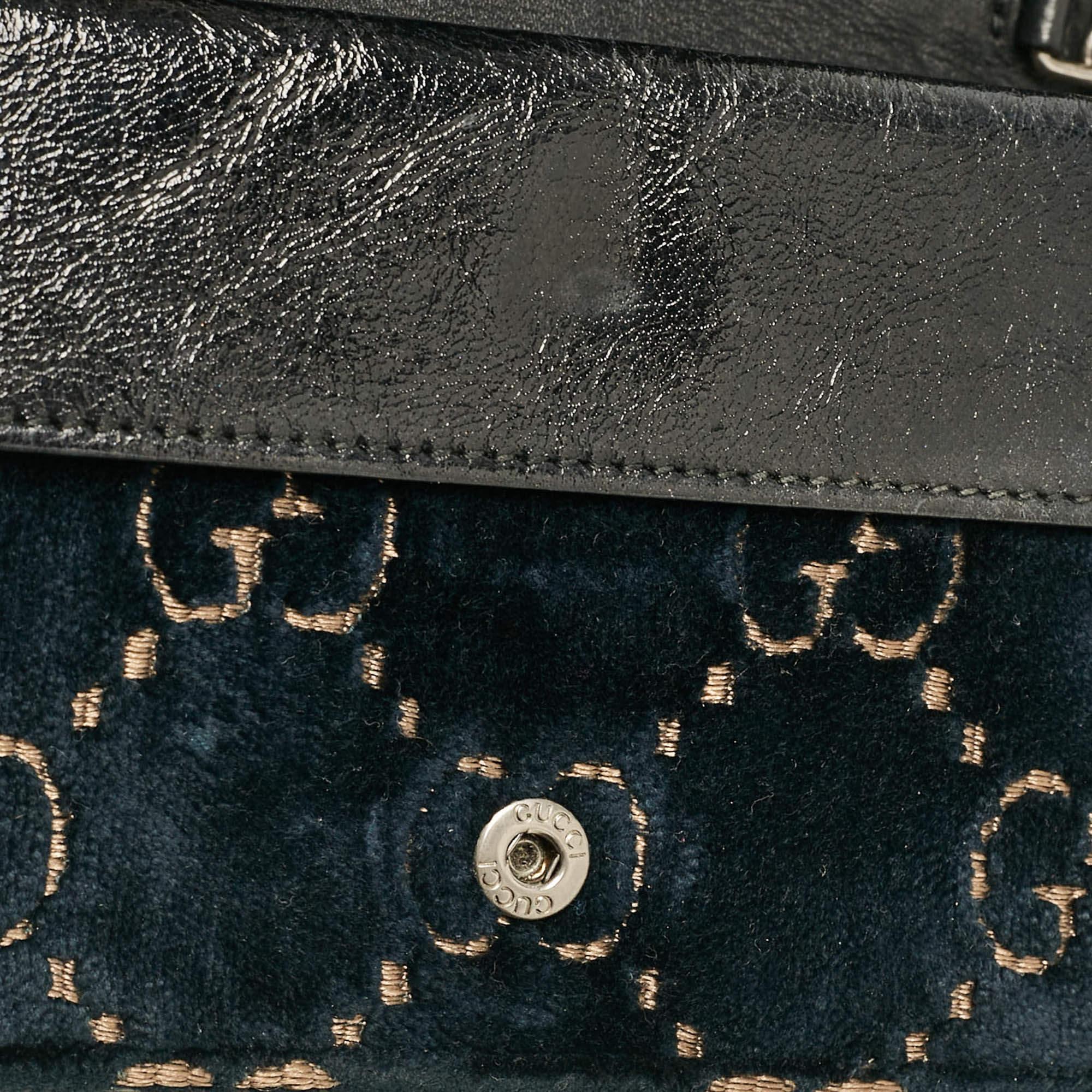 Gucci Teal Blue GG Velvet and Leather Super Mini Dionysus Crossbody Bag 2