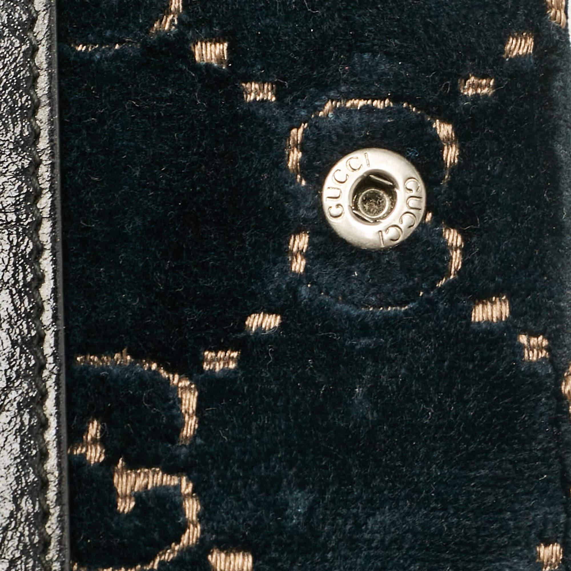 Gucci Teal Blue GG Velvet and Leather Super Mini Dionysus Crossbody Bag 3