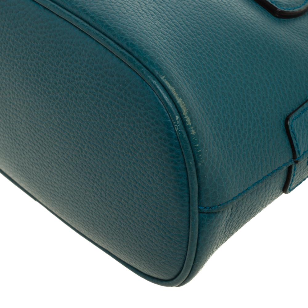 Gucci Teal Blue Leder Interlocking GG Charm Satchel 5