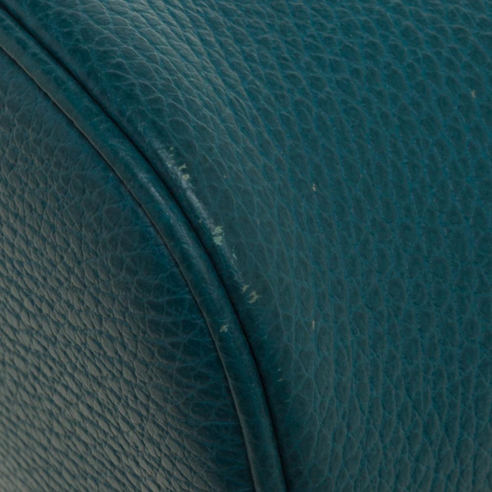 Gucci Teal Blue Leder Interlocking GG Charm Satchel 6