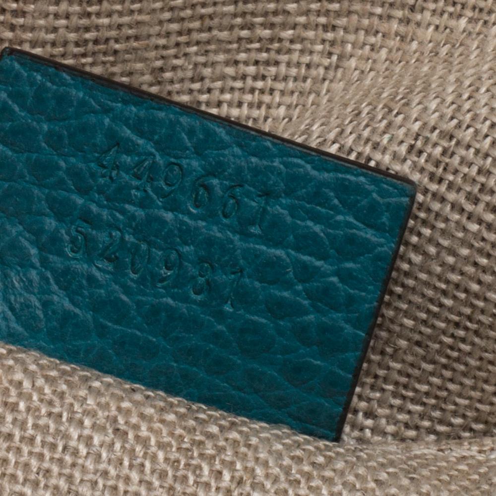 Gucci Teal Blue Leder Interlocking GG Charm Satchel 7