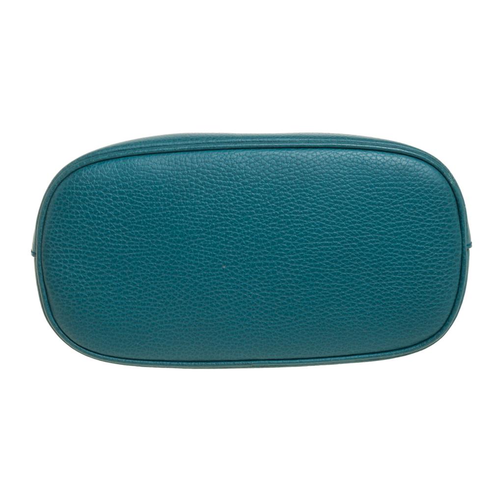 Gucci Teal Blue Leder Interlocking GG Charm Satchel Damen