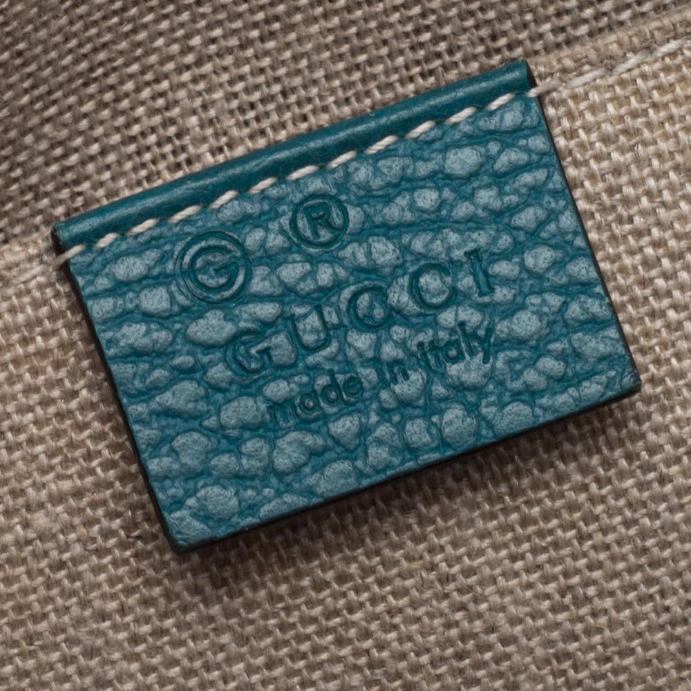 Gucci Teal Blue Leather Interlocking GG Charm Satchel 1