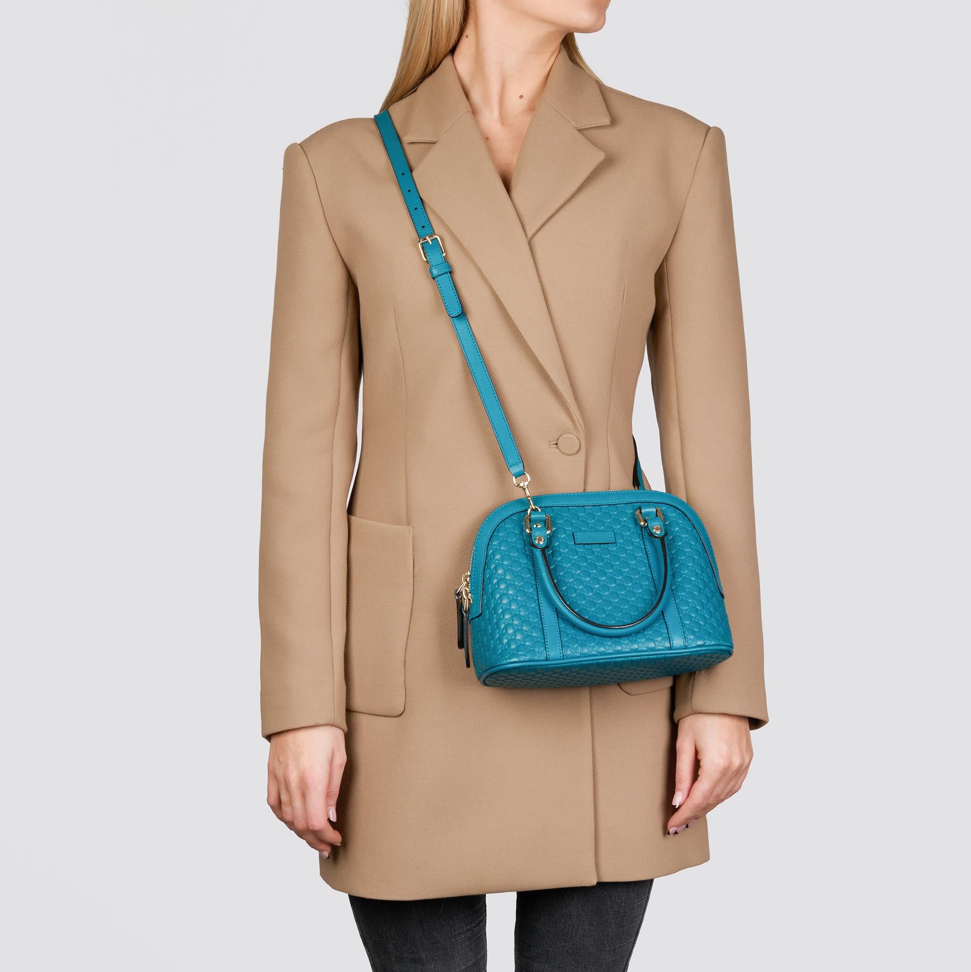 GUCCI Teal GG Embossed Microguccissima Calfskin Leather Mini Dome Tote 7