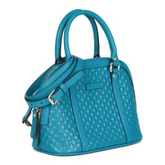 GUCCI Teal GG Embossed Microguccissima Calfskin Leather Mini Dome Tote