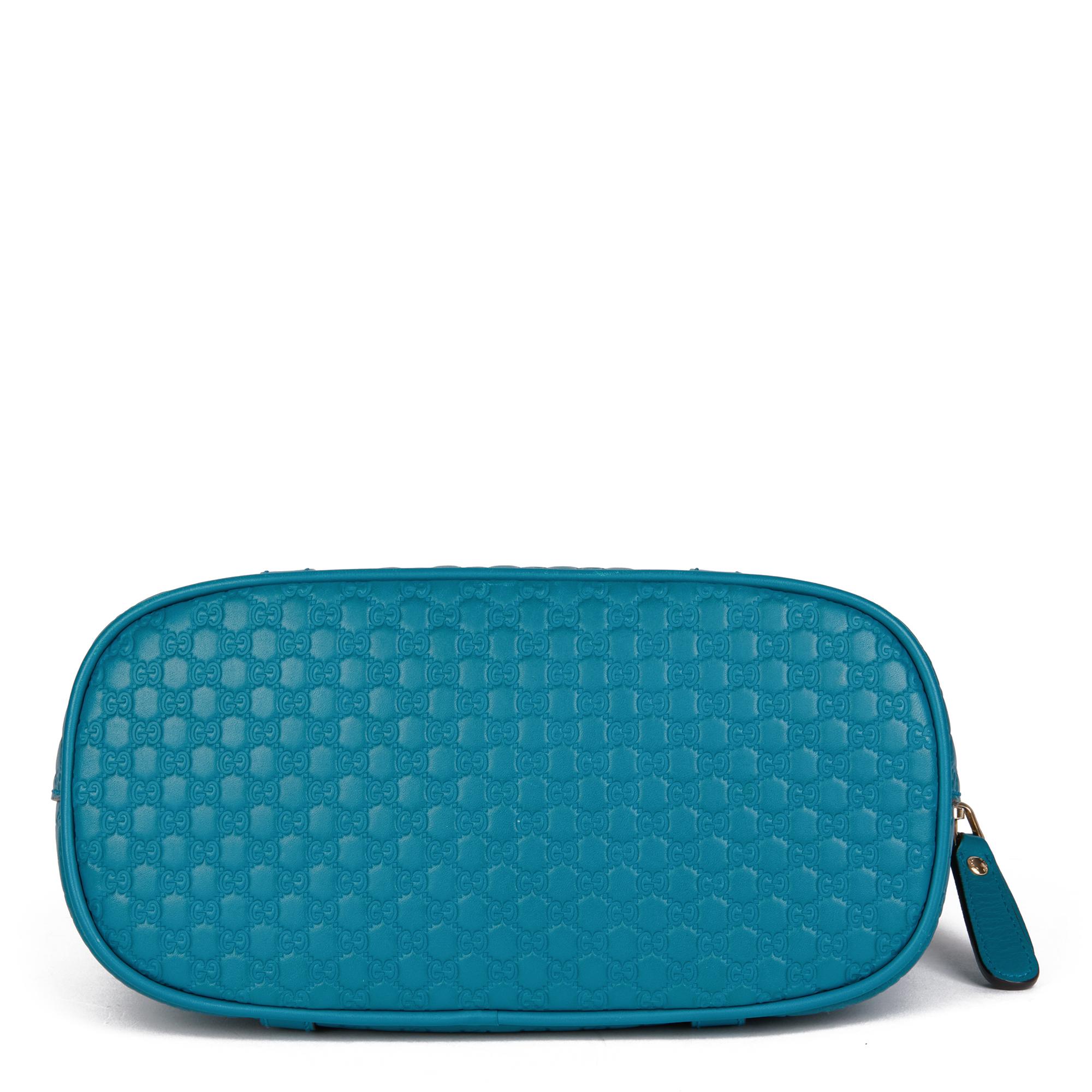 GUCCI Teal GG Embossed Microguccissima Calfskin Leather Mini Dome Tote 1