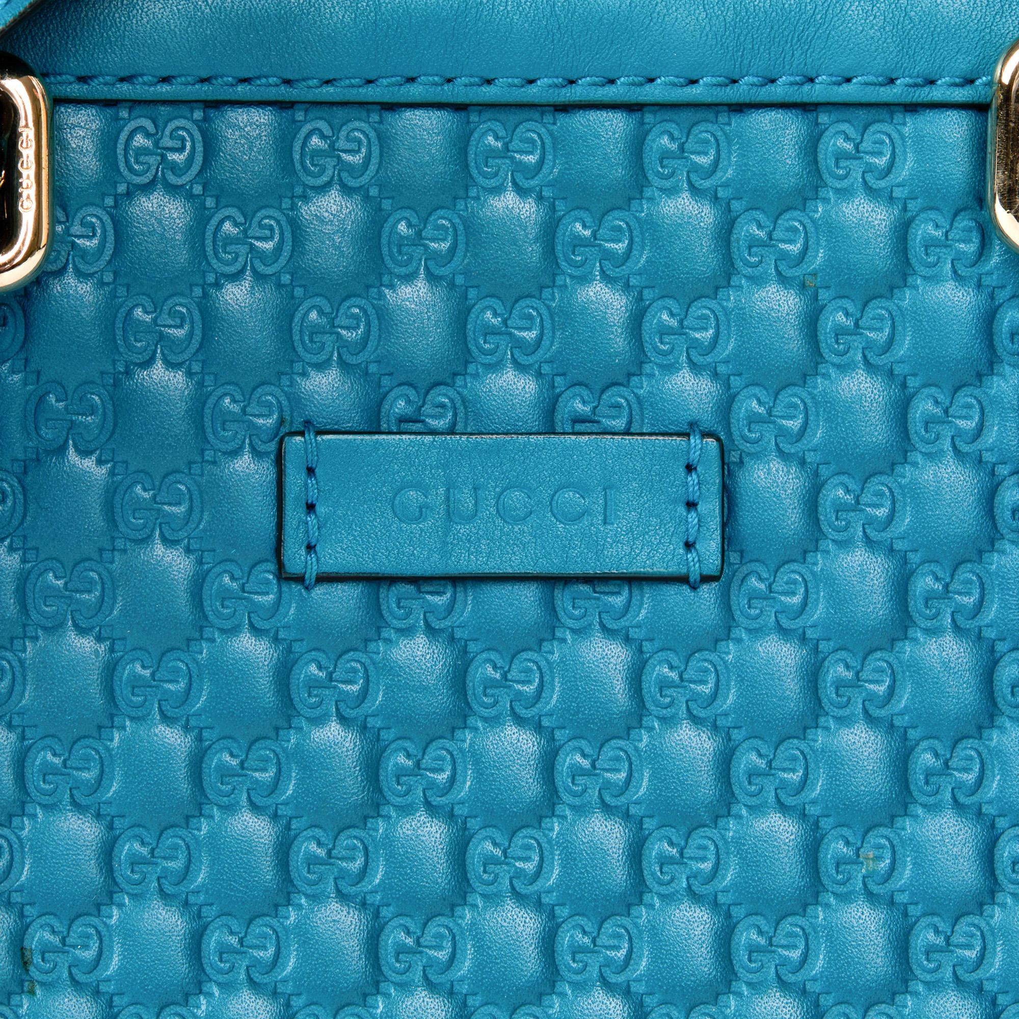 GUCCI Teal GG Embossed Microguccissima Calfskin Leather Mini Dome Tote 2