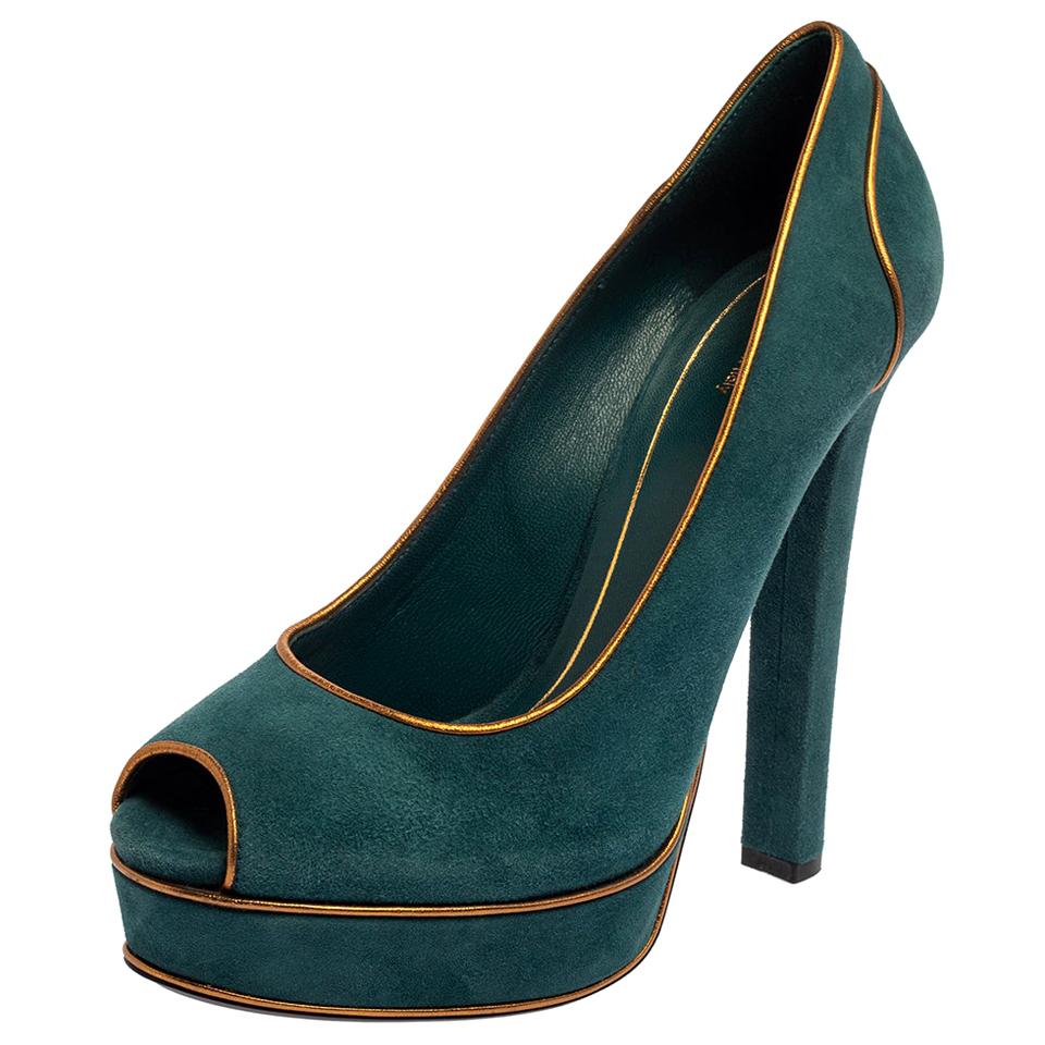 teal suede pumps