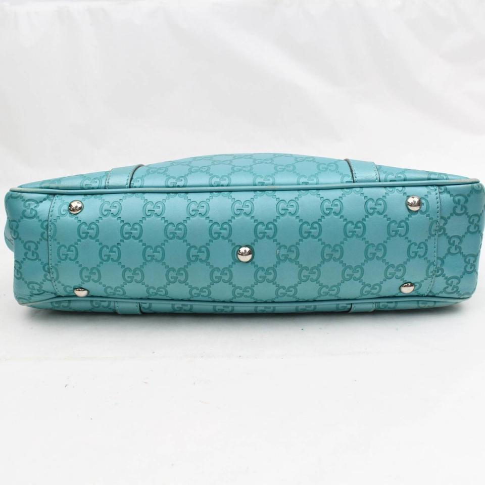 Women's Gucci Teal Guccissima Twins Medium 867623 Blue Leather Tote For Sale