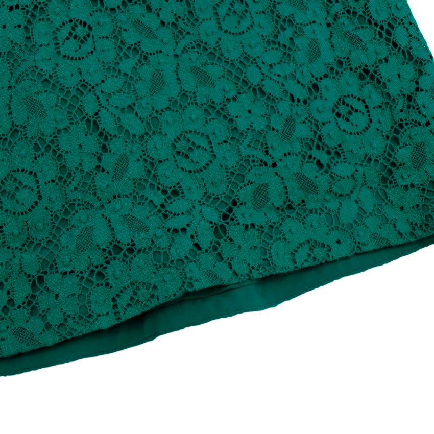 Gucci Teal Lace Floral Embroidered Shift Dress In Excellent Condition For Sale In London, GB