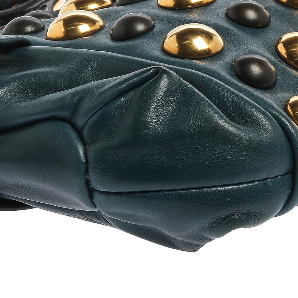 Gucci Teal Leder Nieten Babouska Hysteria Clutch 5