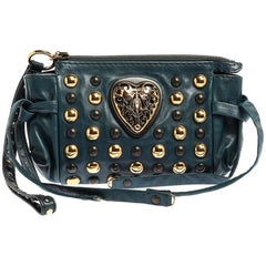 Gucci Teal en cuir clouté Babouska Hysteria Clutch