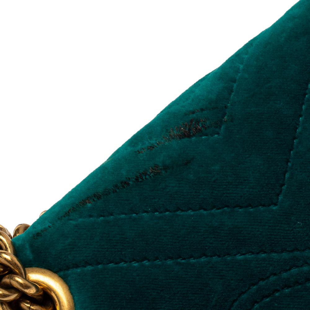 Gucci Teal Matelasse Samt Mini GG Marmont Umhängetasche 6