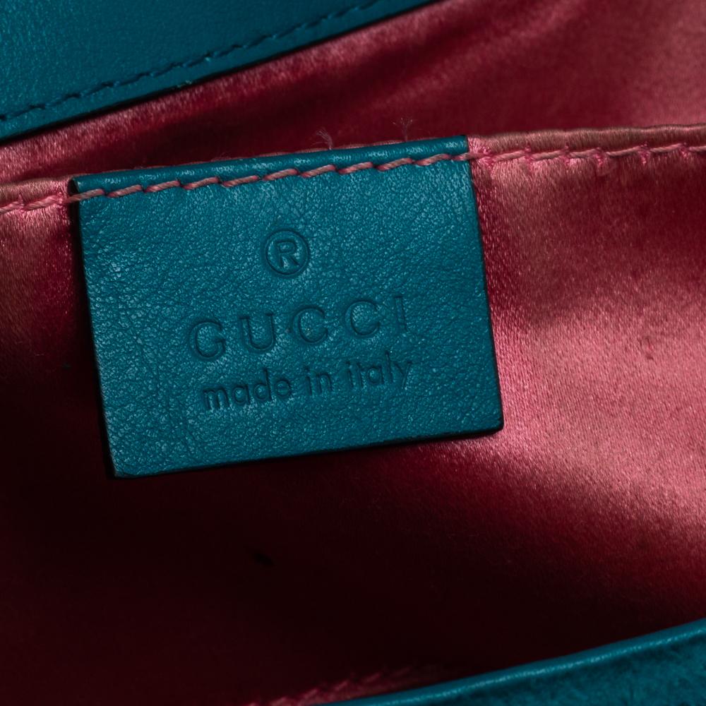 Gucci Teal Matelasse Samt Mini GG Marmont Umhängetasche 2