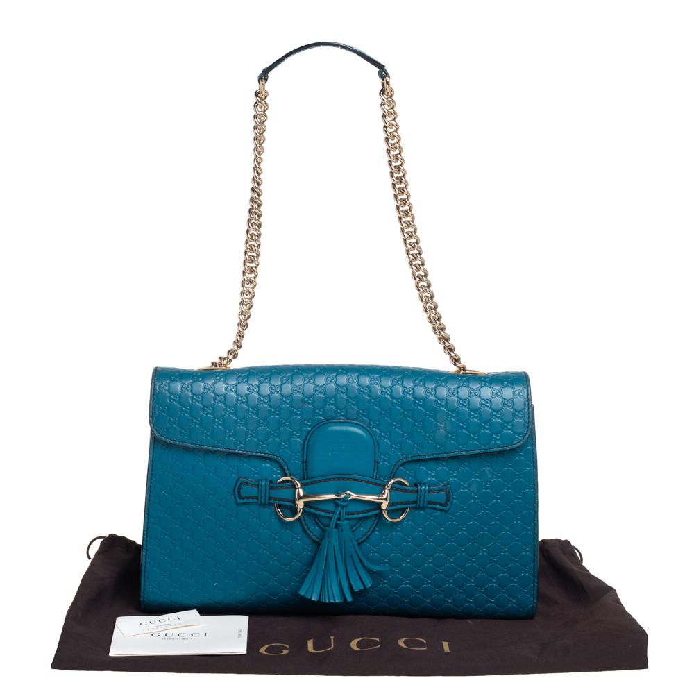 Gucci Teal Microguccissima Leather Medium Emily Chain Shoulder Bag 5