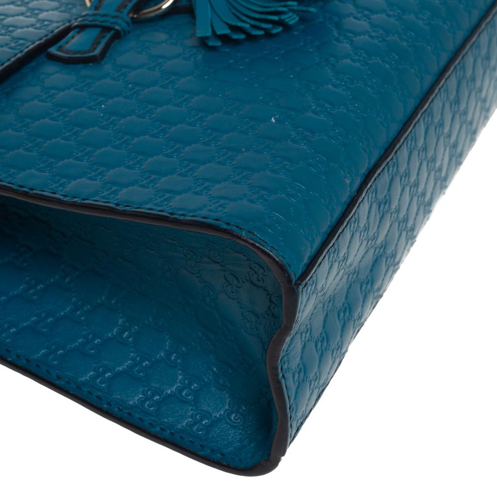 Women's Gucci Teal Microguccissima Leather Medium Emily Chain Shoulder Bag