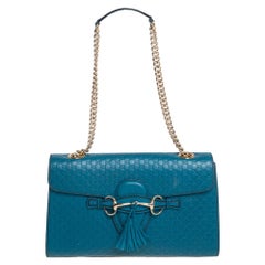 Gucci Teal Microguccissima Leder Medium Emily Kette Umhängetasche