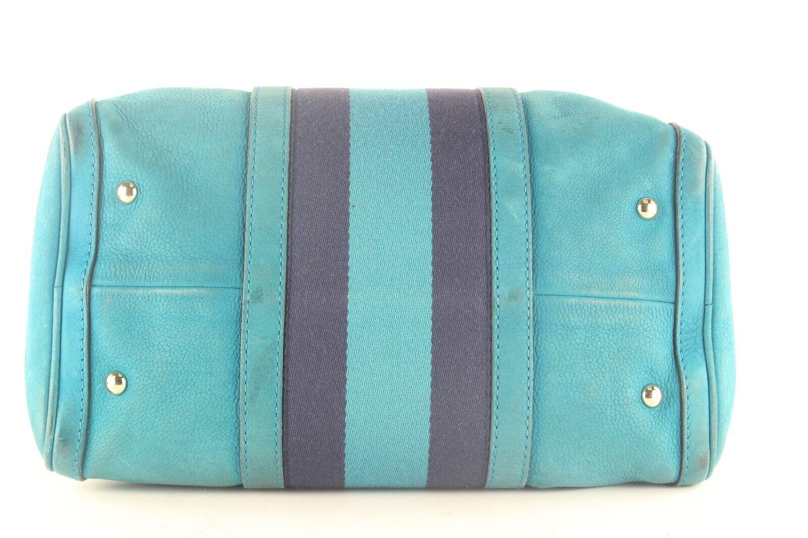 GUCCI Teal Nubuck Leather Boston Bag Joy 6GG1026K For Sale 7