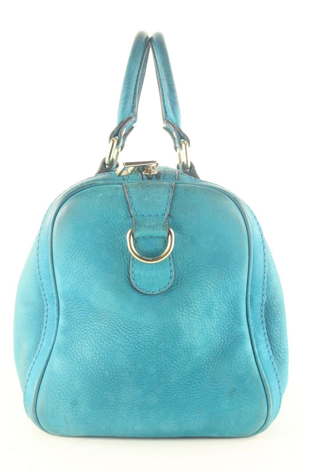 GUCCI Teal Nubuck Leather Boston Bag Joy 6GG1026K For Sale 2