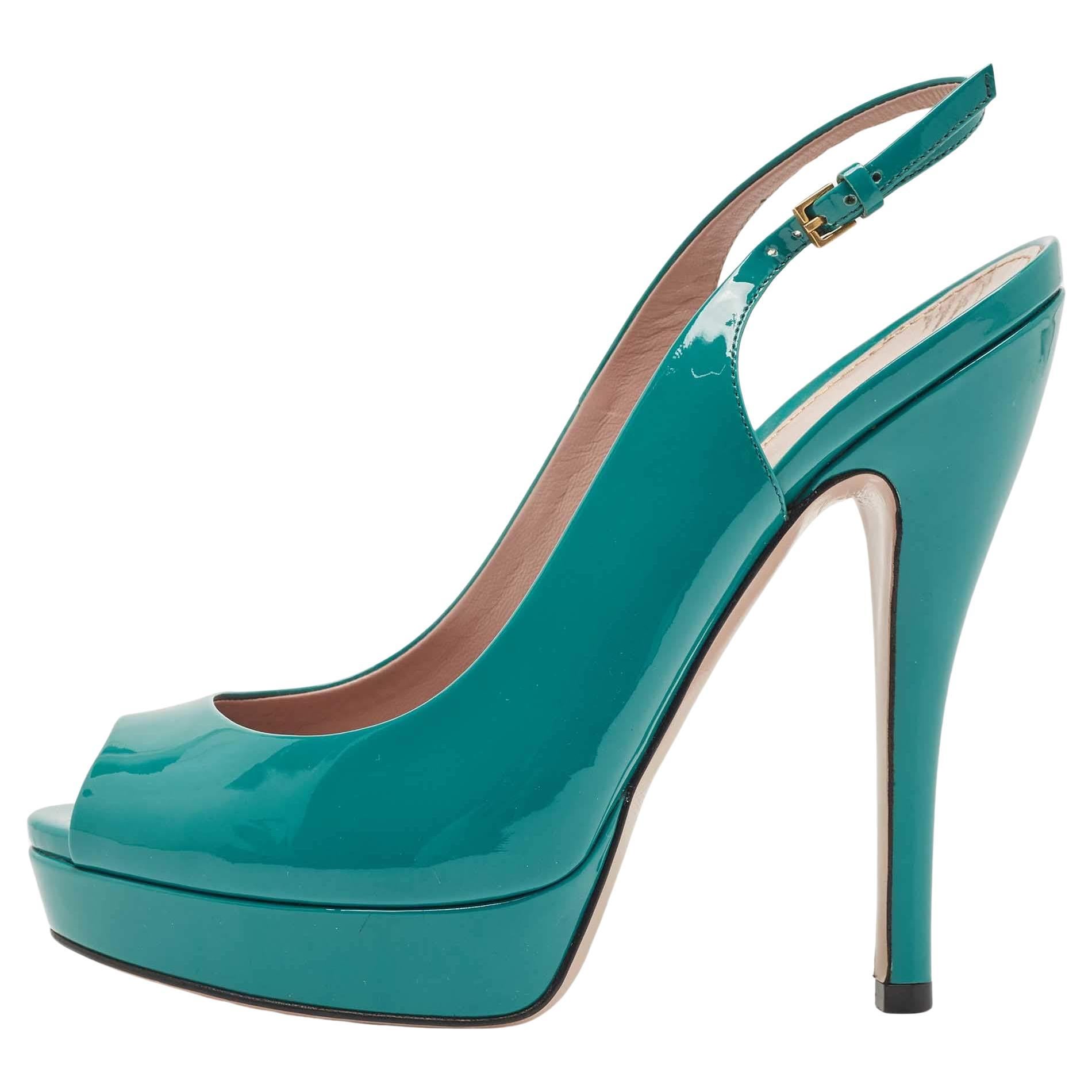 Teal peep store toe heels