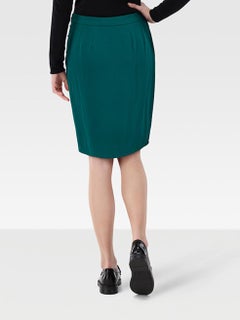 Gucci Teal Silk Pleat Detail Knee Length Skirt Size XS