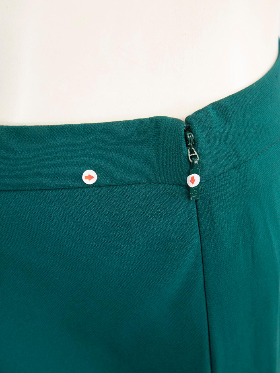 Gucci Gonna al ginocchio in seta verde acqua con dettaglio pieghe taglia XS in vendita 3