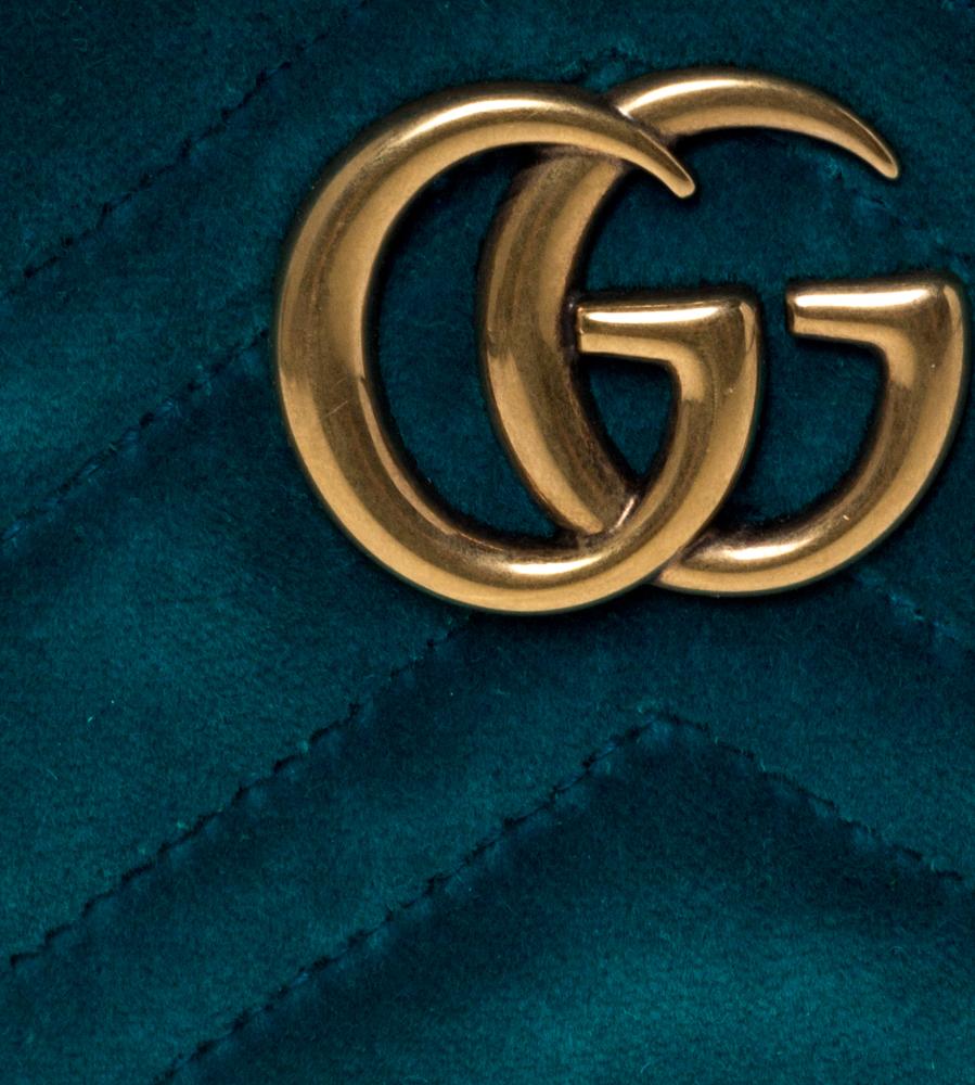 Gucci Teal Velvet GG Marmont Belt Bag 5