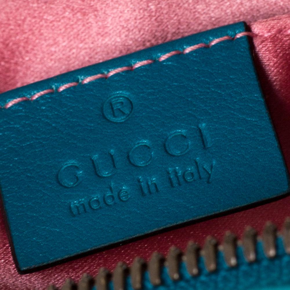 Women's Gucci Teal Velvet GG Marmont Belt Bag