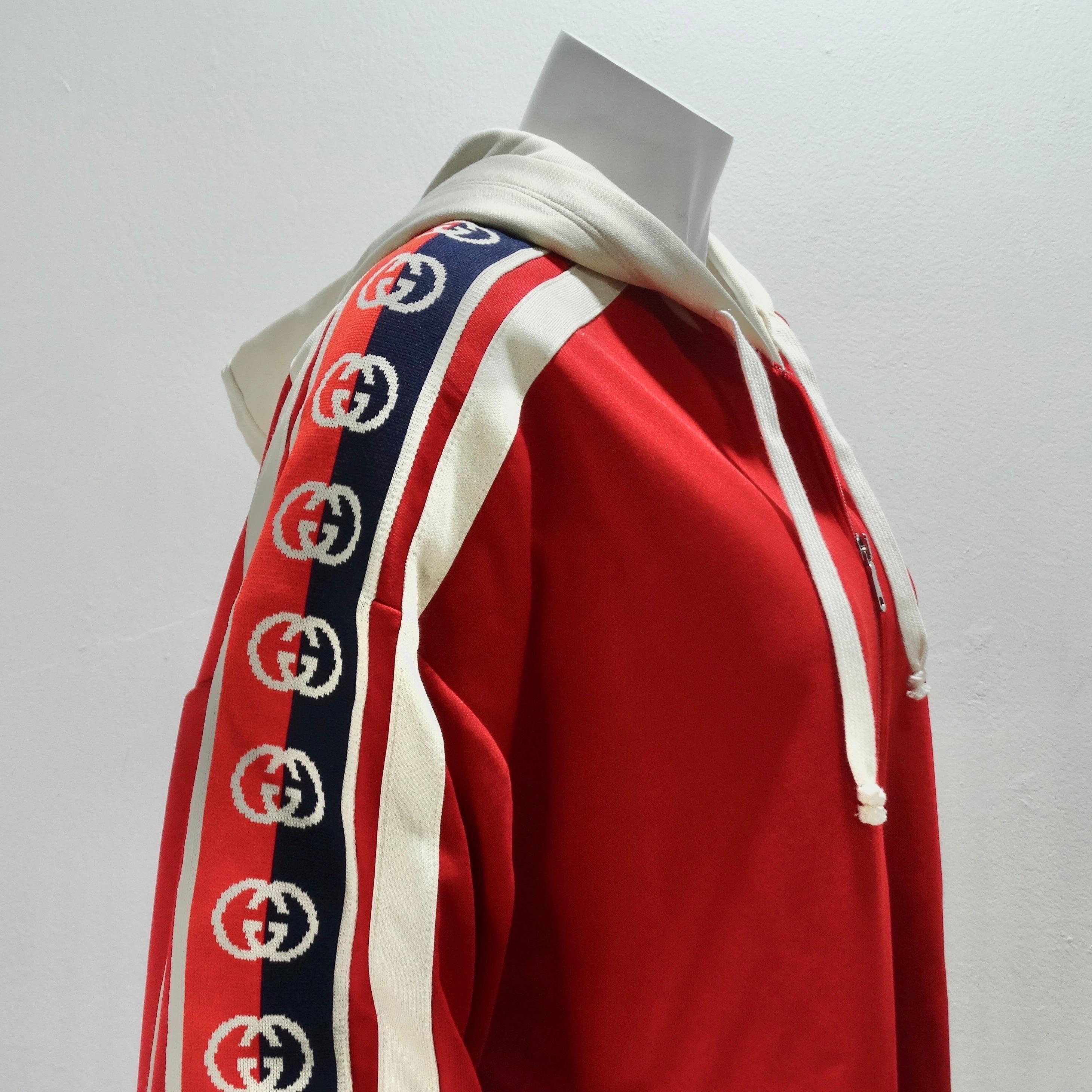 Gucci Technical Jersey Bomber Interlocking 'G' Hooded Jacket In Excellent Condition In Scottsdale, AZ